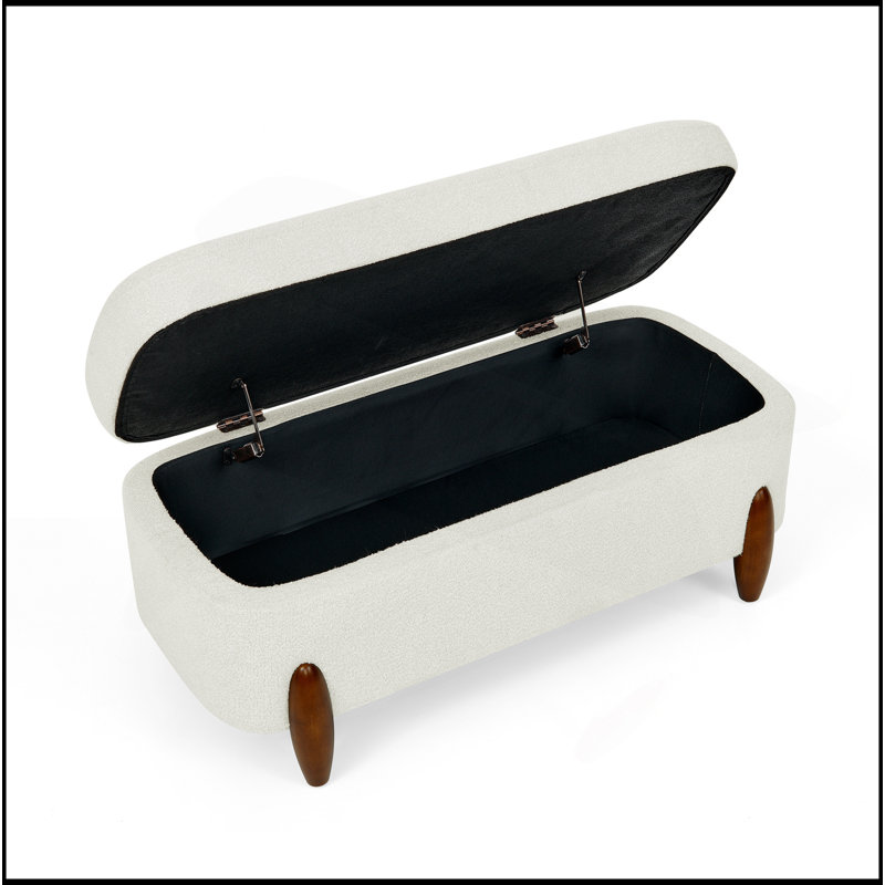 Banc de repose-pieds polyvalent avec rangement et coussin de siège, fait de gaze bouclée, idéal pour plusieurs pièces