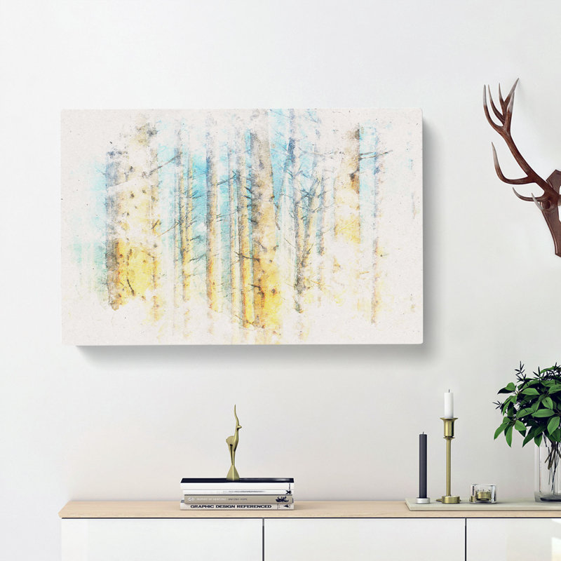 Sunlight Upon The Trees Watercolour - Wrapped Canvas Print, 40cm H x 60cm W x 3cm D
