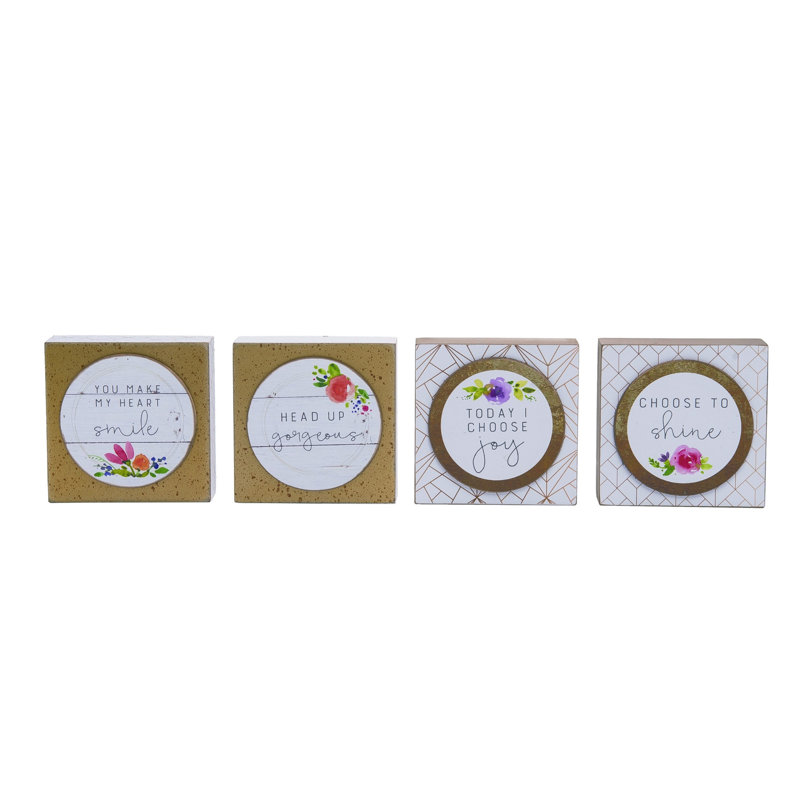 MDF Layer Block Decor Set of 4 Spring Home Decorations