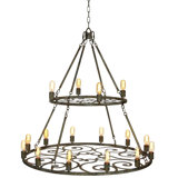 Heritage 16 - Light Candle Style Wagon Wheel Chandelier