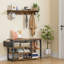 Moumen 19.7'' H×35.1'' W Entryway Organizer - Modern Wood & Iron Storage with Bench, Hooks & Shoe Cubbies-985439837