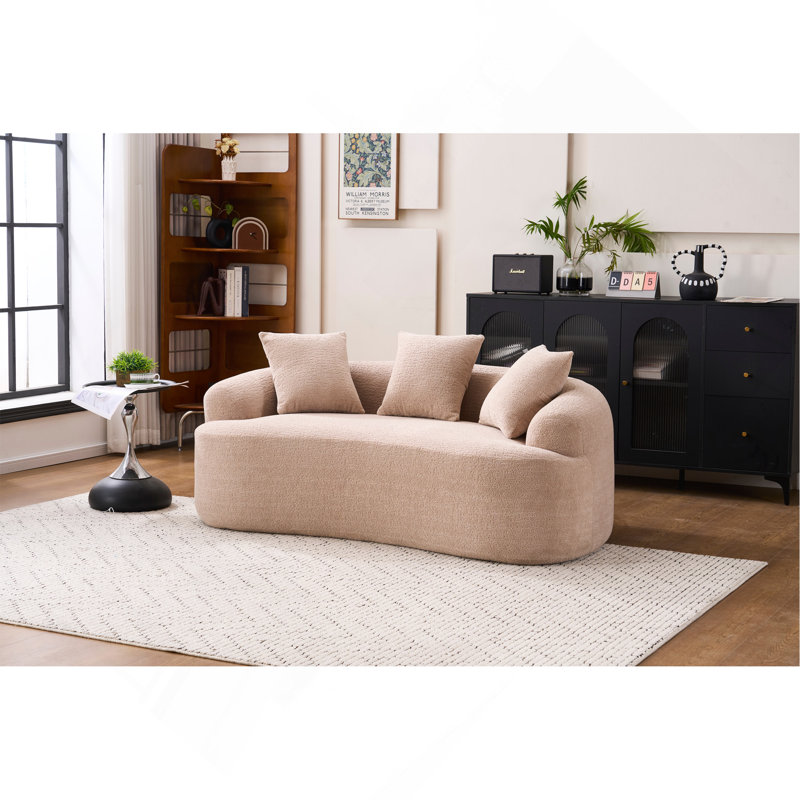 Causeuse Boneless avec tissu en chenille grain de bois, canapé en éponge haute densité, canapé compact sans assemblage pour petits espaces et appartements, capacité de 300 lb