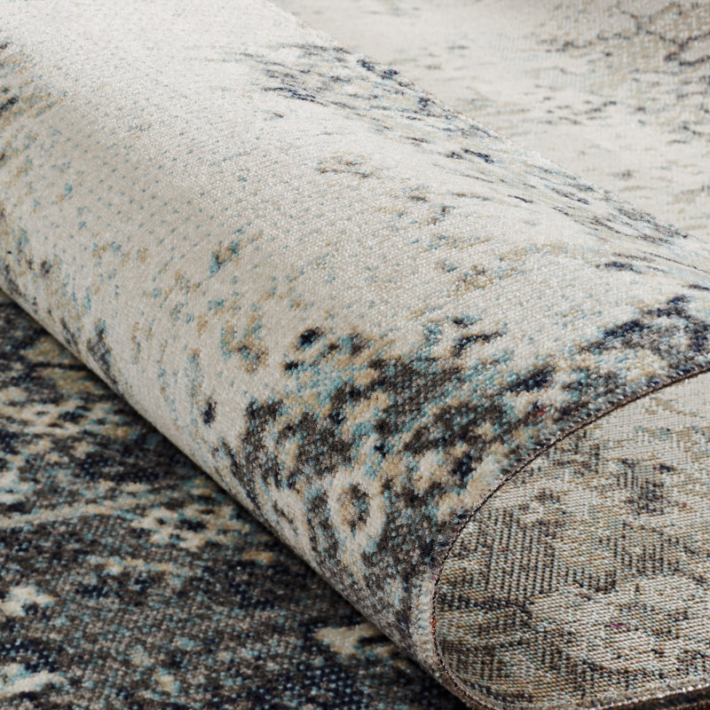 Pocasset Abstract Area Rug in Blue/Gray/Navy, Rectangle 9'3" x 13'