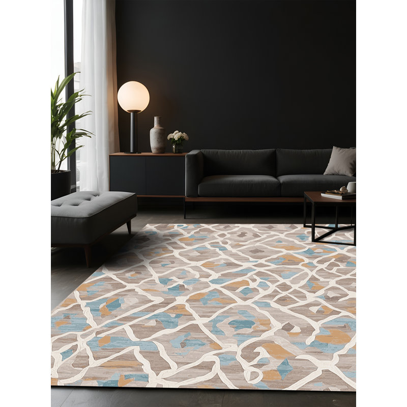 Tapis gris soyeux et moelleux, Carré 3 pi