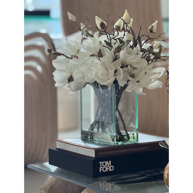 Magnolia Arrangement in Vase, White