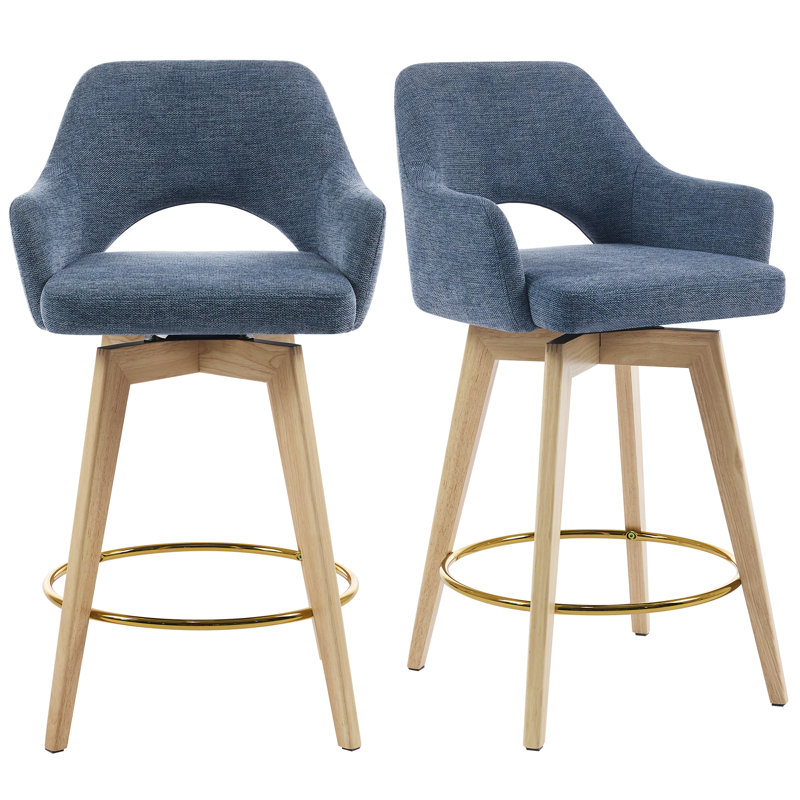 Lovetro Swivel 26.77" Linen Counter Stool