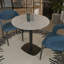 Table de salle à manger ronde en panneau de fibres à densité moyenne avec base carrée en acier inoxydable pour 2 à 3 personnes, table de salle à manger pour la cuisine-114287051-114287050