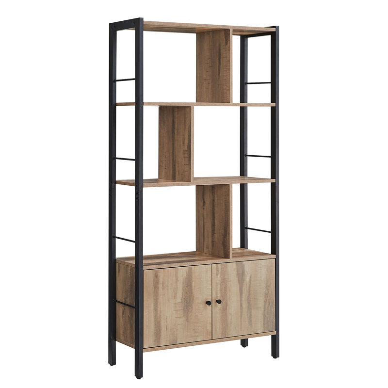 Jazmyne 154.5cm H x 74cm W Steel Standard Bookcase, Maple White/Black