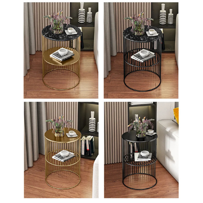 Asheli Nordic Modern Bedside Table Librero Storage Luxury Bedroom Nightstand, Yellow/White