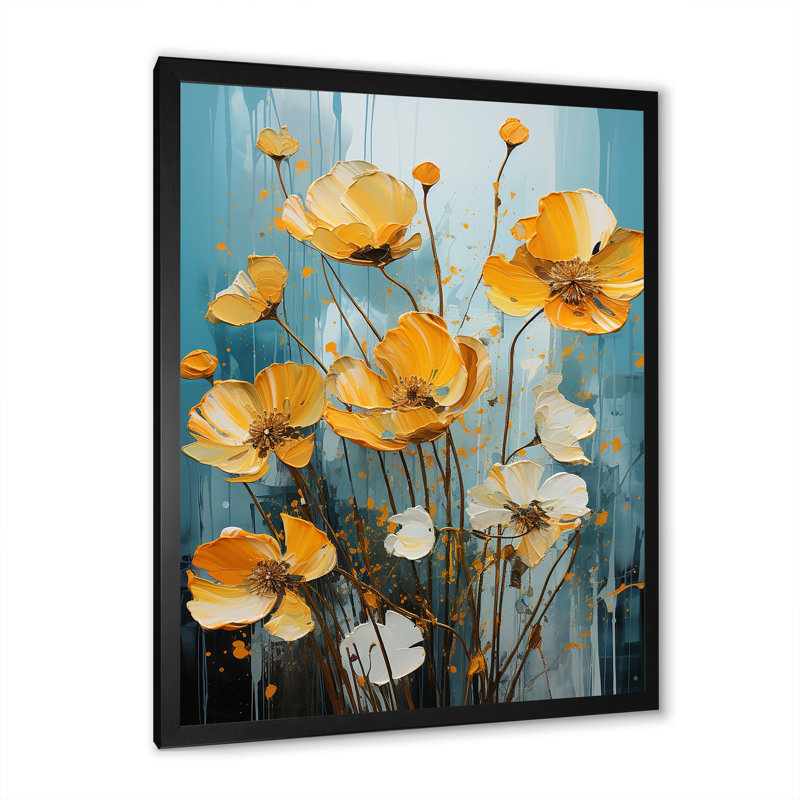 Buttercups Urban Florals sur toile, H 40 po x l 30 po x P 1,5 po, Cadre simple noir