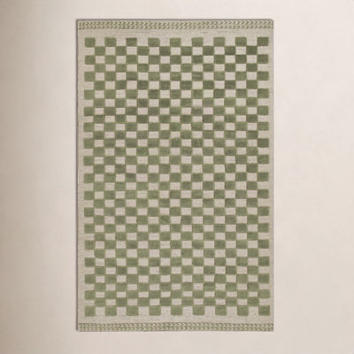 Rafaela Hand-Woven Checkered Wool Rug