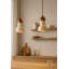 Lustre réglable élégant, structure en bois avec capuchon en travertin, hauteur de 20 à 59 pouces | Couleur beige et noyer | 1 x culot GU 10 10 W maximum (ampoule non incluse) | Parfait pour les salles à manger et les espaces de vie, design élégant