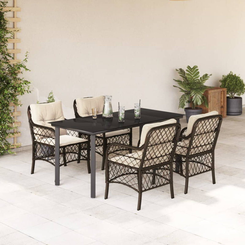 Ensemble bistro avec coussins en polyester Latitude Run®, H 29,1 po x l 63 po x P 31,5 po, Brun, 4