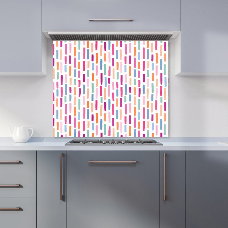 Vertical Abstract Brush Pattern Premium Glass Kitchen Splashback W600mm x H750mm
