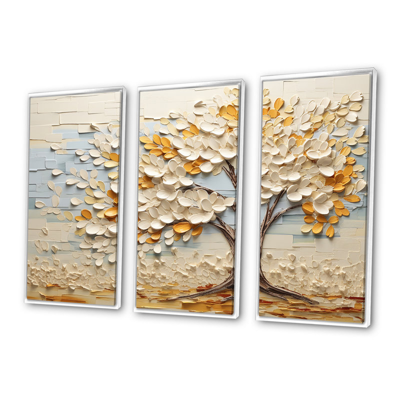 Arbre de minimalisme américain Basswood IV - arbre, art mural, H 28 po x l 36 po x P 1 po, Cadre flottant blanc