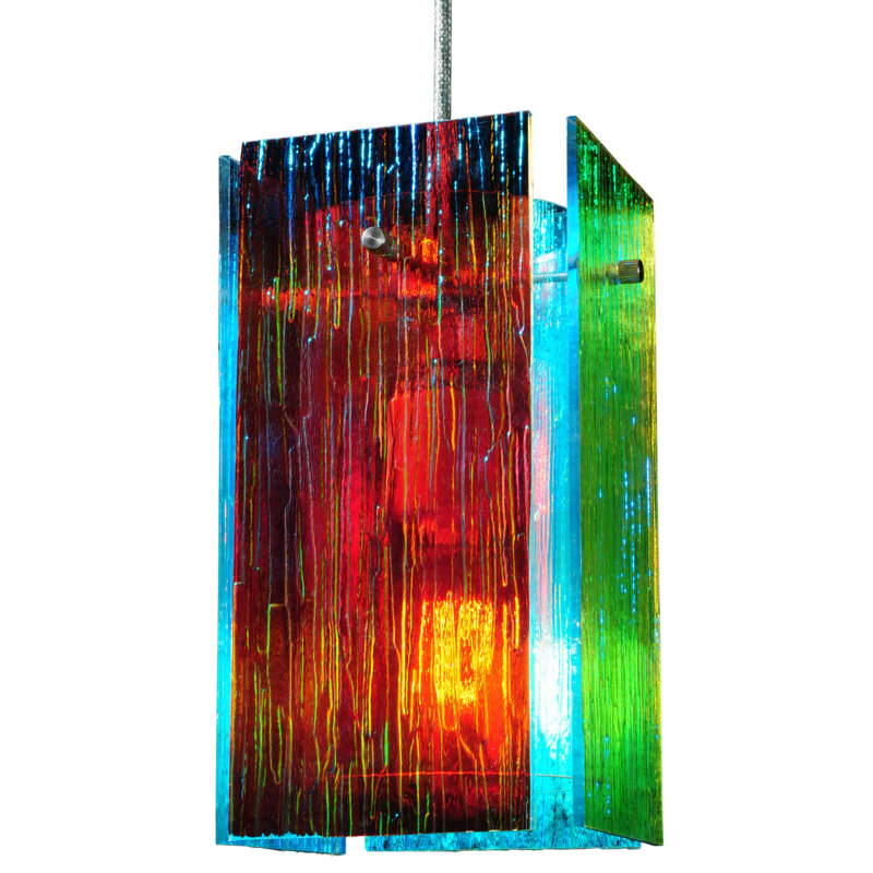 Metro Fusion Fire & Ice Dichroic Glass Mini Pendant with Brushed Nickel