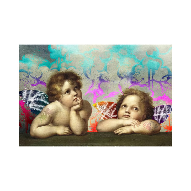 Sistine Madonna -The Two Bored Angels by 5by5collective - Gallery-Wrapped Canvas Giclée on Canvas, Canvas