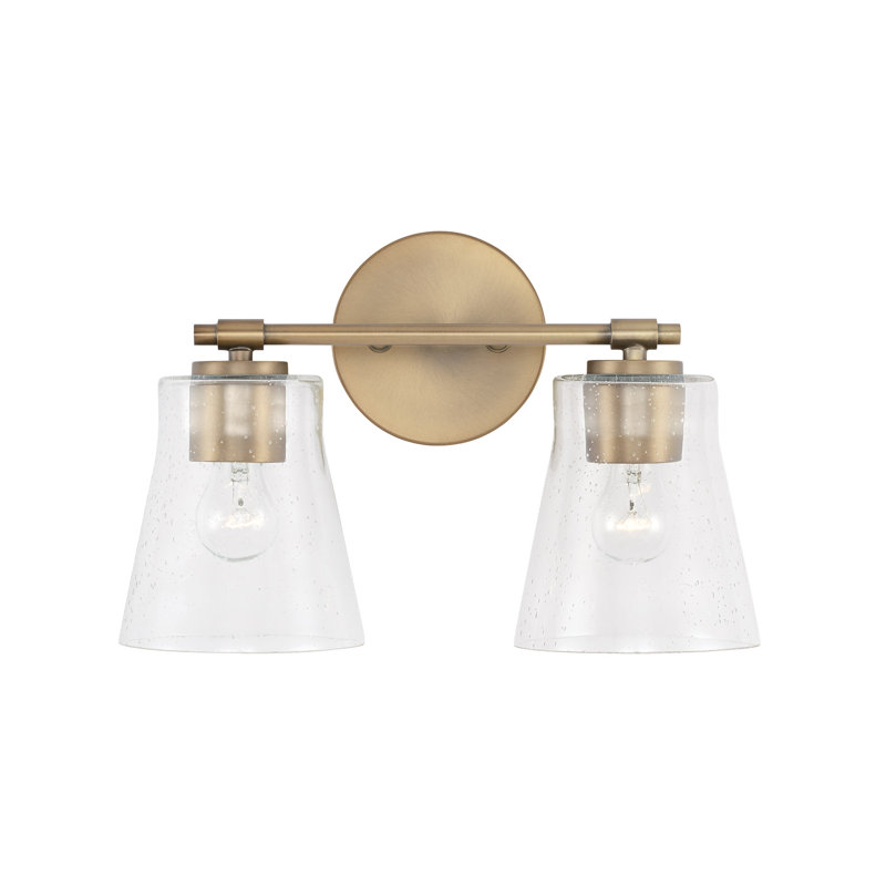 2 - Light Dimmable Vanity Light, Aged Brass