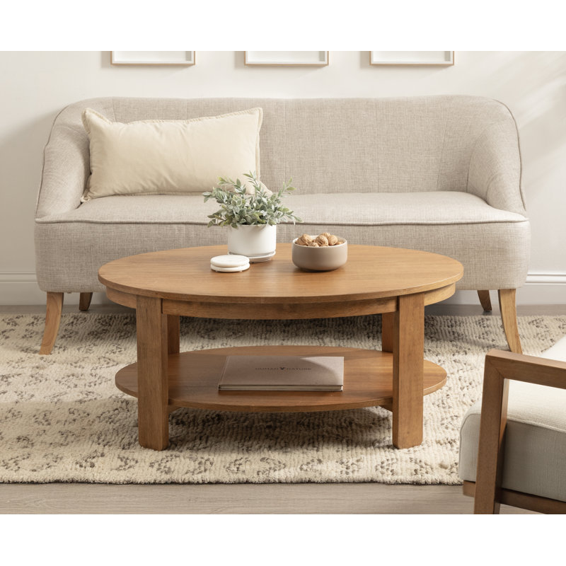Tiered Oval Living Room Coffee Table, Tan