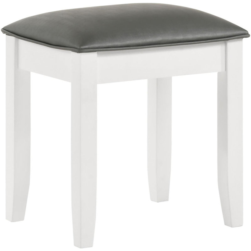 Tabouret de coiffeuse avec siège rembourré, Blanc