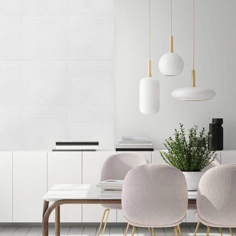 3D Wall Panels With Adhesive Included 19.6" Chevron Line Design Wall Paneling