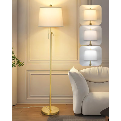 Lampe sur pied haute avec 3 lampes de couleur moderne en laiton