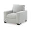 Fauteuil Geyn, polyester gris fumée clair, pieds en faux bois noir-121545389