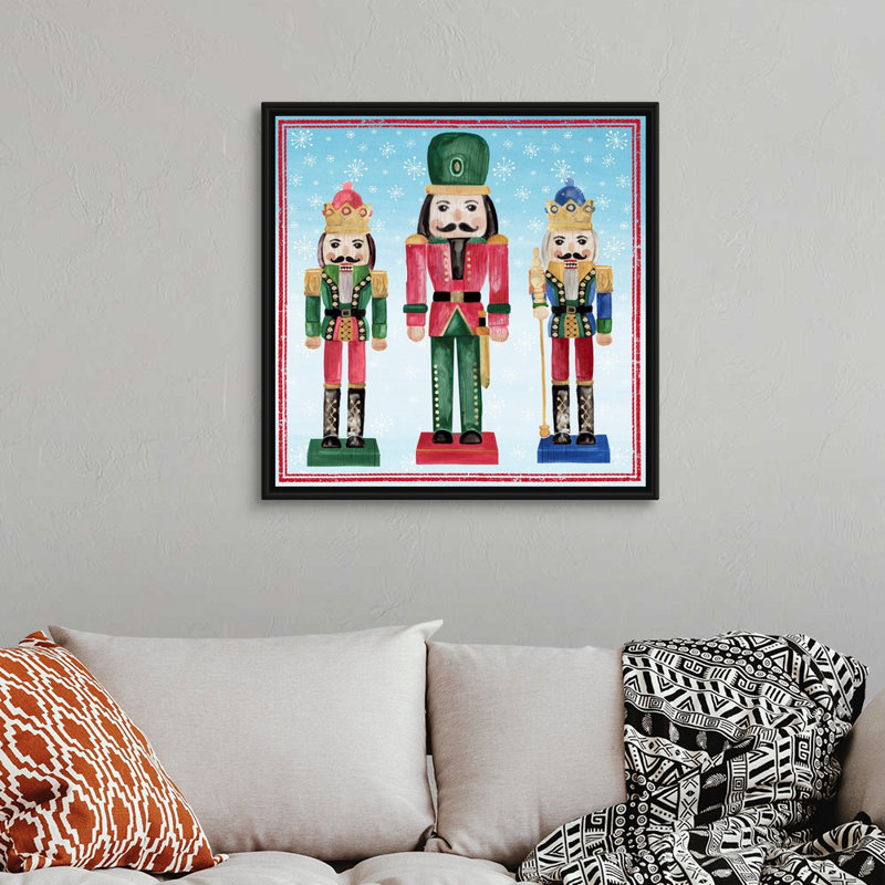 « Three Nutcrackers I », reproduction d’art sur toile, 22" H x 22" W x 1.75" D, Cadre noir
