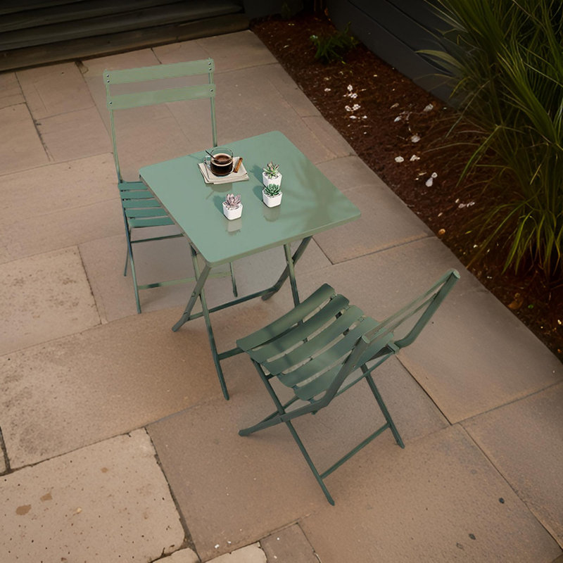 Ensemble bistro 3 pièces pour table pliante et chaises Rous, H 28,35 po x L 23,62 po x l 23,62 po, Jaune 1