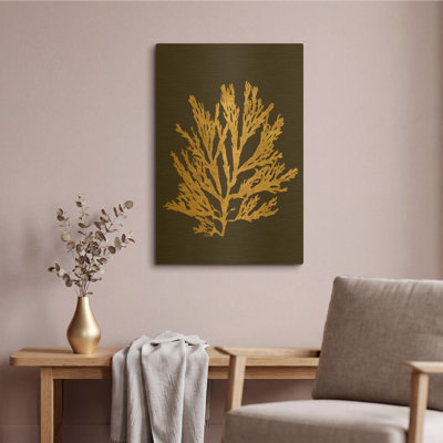 «Pacific Sea Mosses 1 Indigo» par Wild Apple Portfolio, art mural en métal doré, 16 po x 24 po