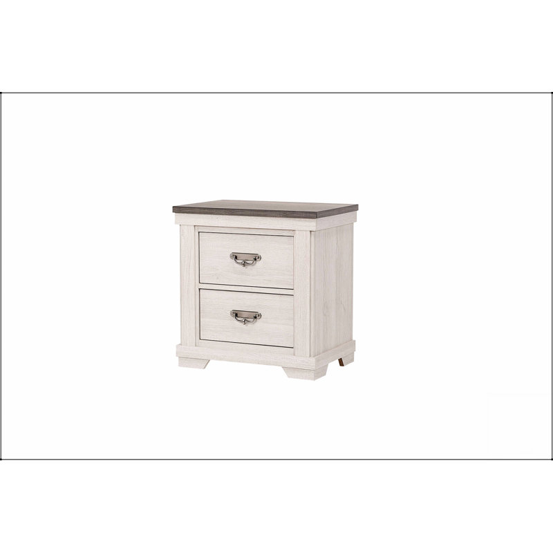 Table de chevet rustique en bois massif avec deux tiroirs, parfaite pour les chambres de style campagnard et un rangement efficace