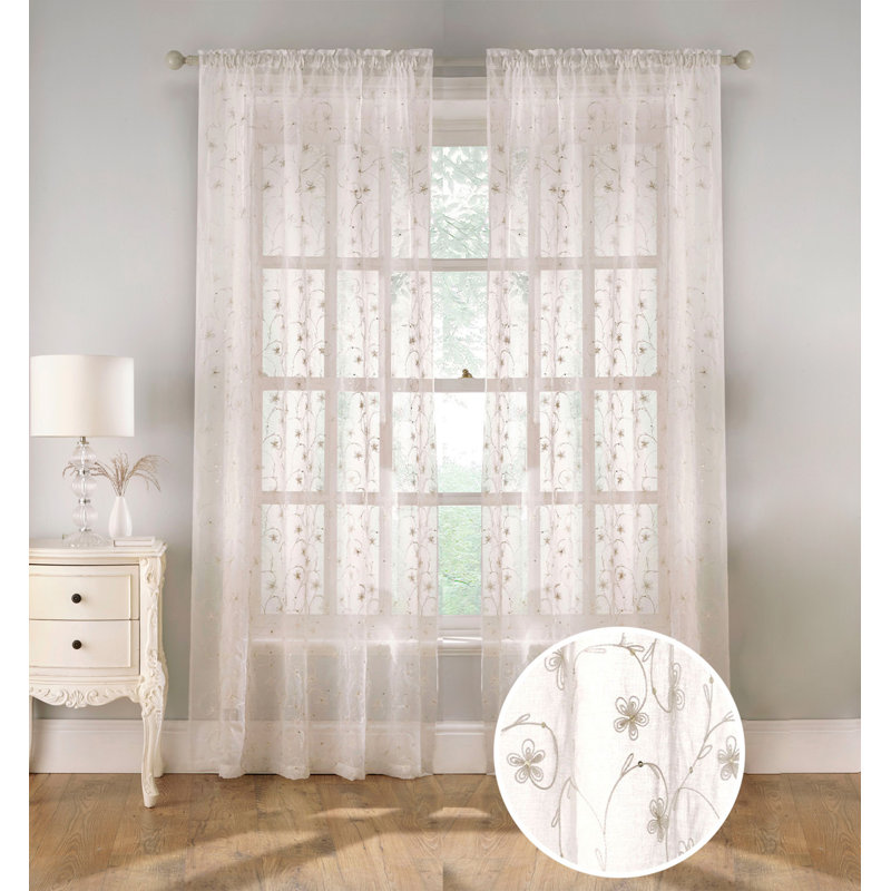 Rockridge Sheer Curtain Pair, Cream, 140cm Width x 229cm Drop