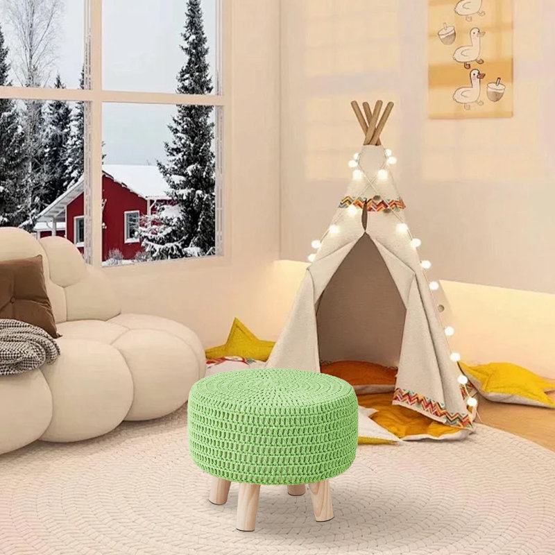 Wood Accent Stool, Light Green