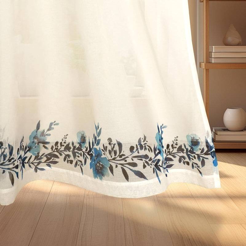 Rhondi Ployester Sheer Curtain Pair, 52" W x 63" L