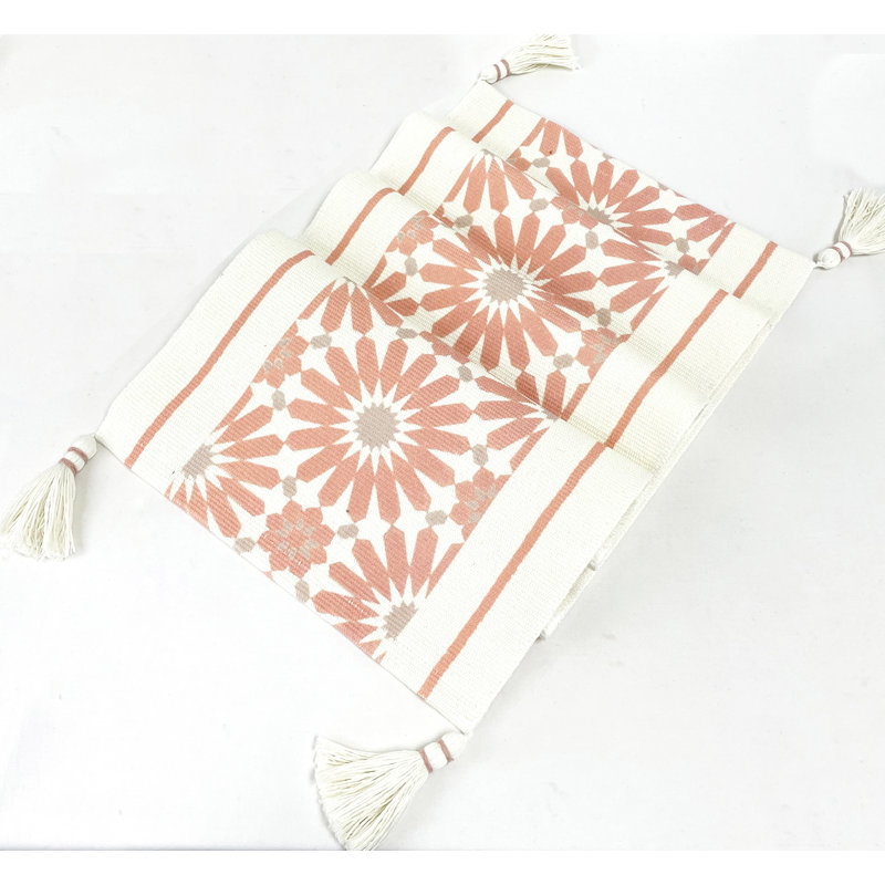 Chemin de table en coton rose, 87 po x 14 po