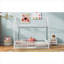Lit plateforme pour chambre d'enfant, structure en métal blanc éclatant avec clôture et porte d'entrée