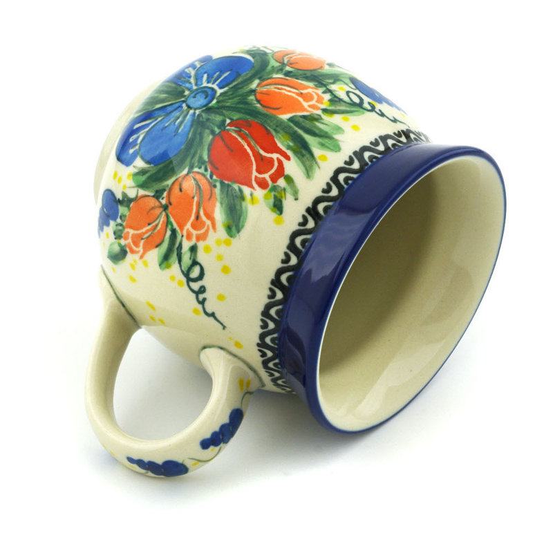 Tasse à bulles en grès poli 12 oz - Bouquet de tulipes
