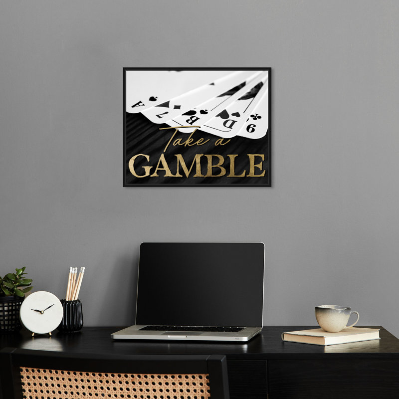 «Take A Gamble», impression de citations sur toile par Notoriart, Cadre noir, H 17 po x l 21 po
