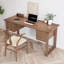 Bureau double caisson en bois massif brun noisette avec 4 tiroirs-1839836977