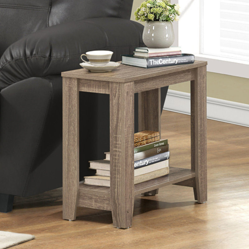 Table d'appoint, côté, bout, table de chevet, lampe, salon, chambre à coucher, stratifié brun, transitionnel, Taupe