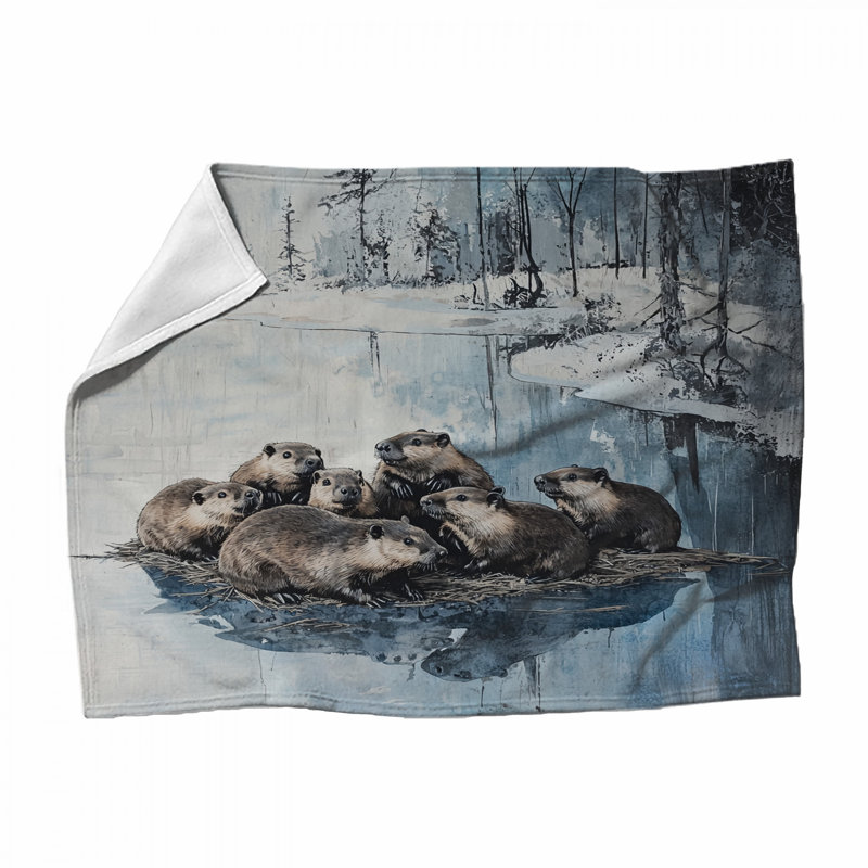 Jeté en molleton Beavers - Jeté d'animaux pour canapés ou lits, L 68 po x H 80 po