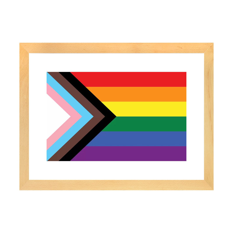 « Progress Pride flag » par 5by5collectif-impression, Toile avec cadre en bois beige, Blanc, H 24 po x l 32 po x P 1 po