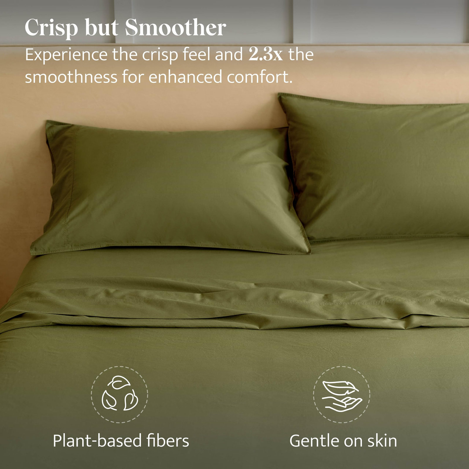 Double Stitch Tencel Cotton Solid Sheet Set, California King Sheet Set, Olive Green