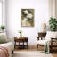 Art floral botanique blanc doux, photos de salon, impression sur toile encadrée-847232544-847232551