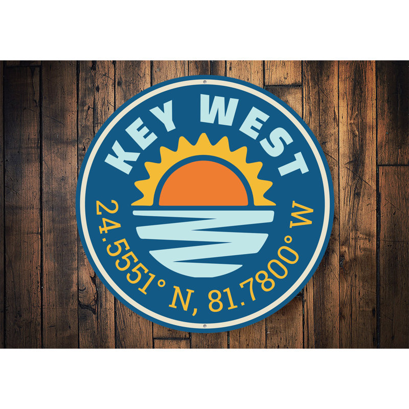 Enseigne en aluminium Key West Sunset, H 18 po x l 18 po x P 0,06 po