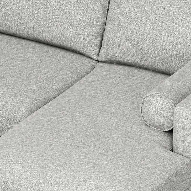 Mist Grey Woven-Blend Fabric Right Sectional Sofa with Chaise