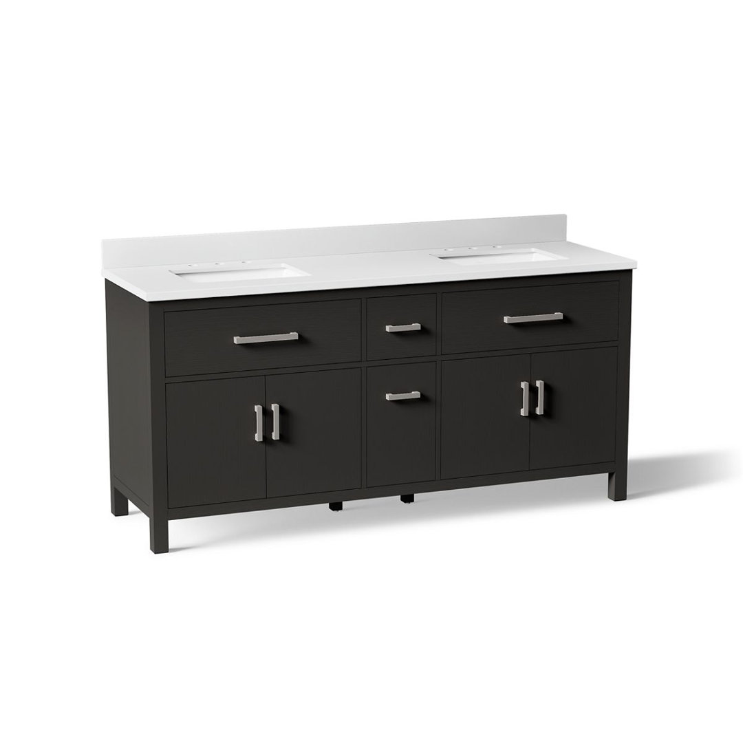 Kresla 72 In. Bathroom Vanity Cabinet With Sinks And Quartz Top Kohler Base 