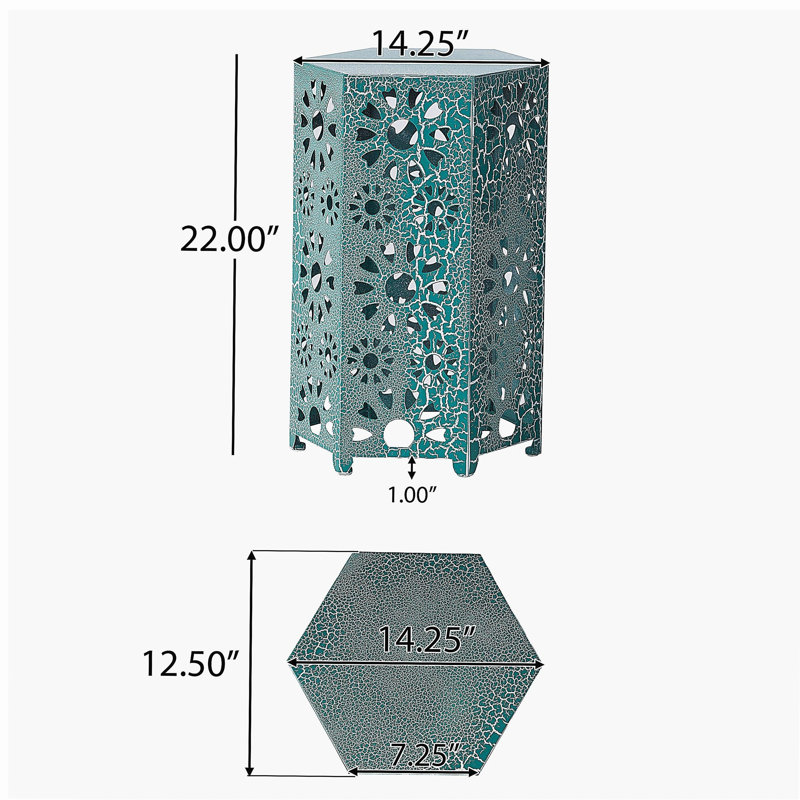 Table d'appoint 14 po Galore, Bleu sarcelle, H 21,95 po x l 14,2 po x P 12,45 po