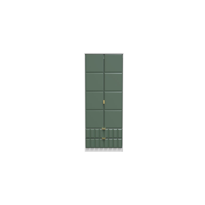 Fully Assembled 3 Door Wardrobe, 197cm H x 74cm W x 53cm D, Green/White