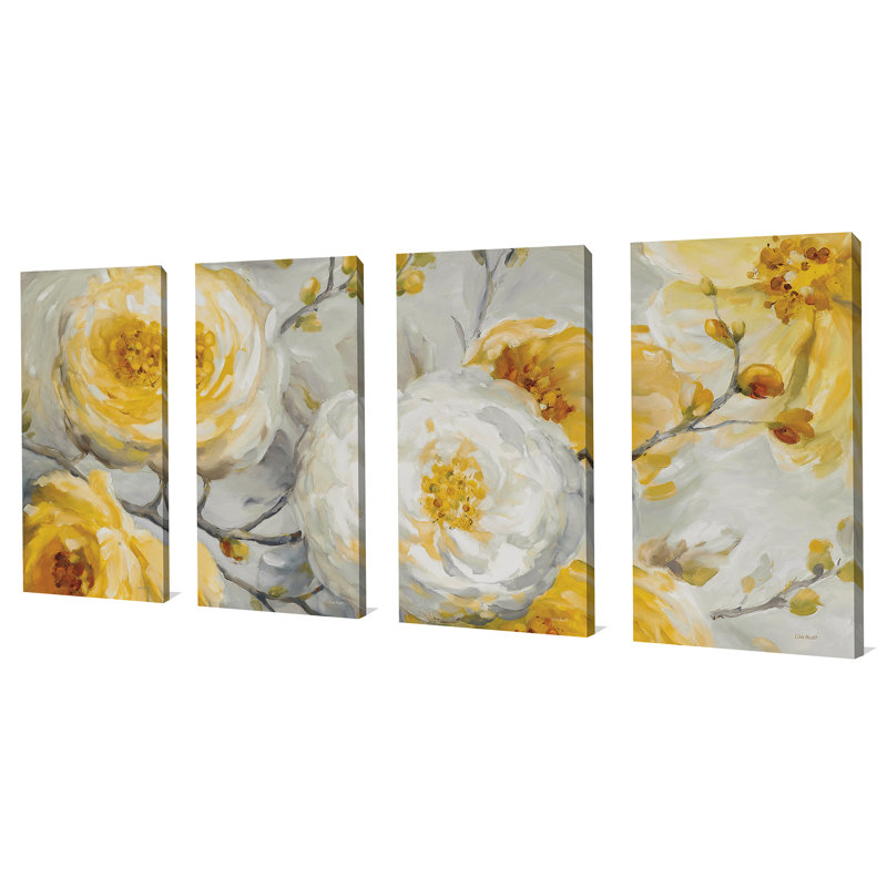 Soleil - ensemble de 4 reproductions d'art sur toile tendue, H 24 po x l 48 po x P 1 po